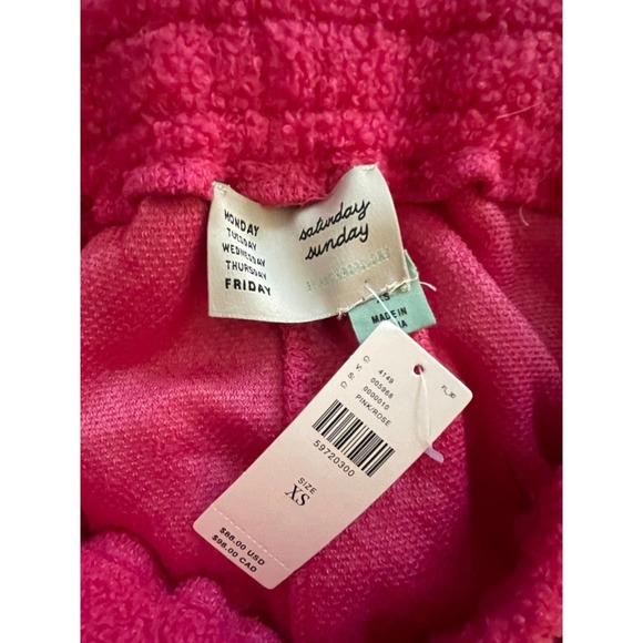 NWT Saturday Sunday Womens Fleece Lounge Pants Straight Leg Size XS Pink - Picture 5 of 5